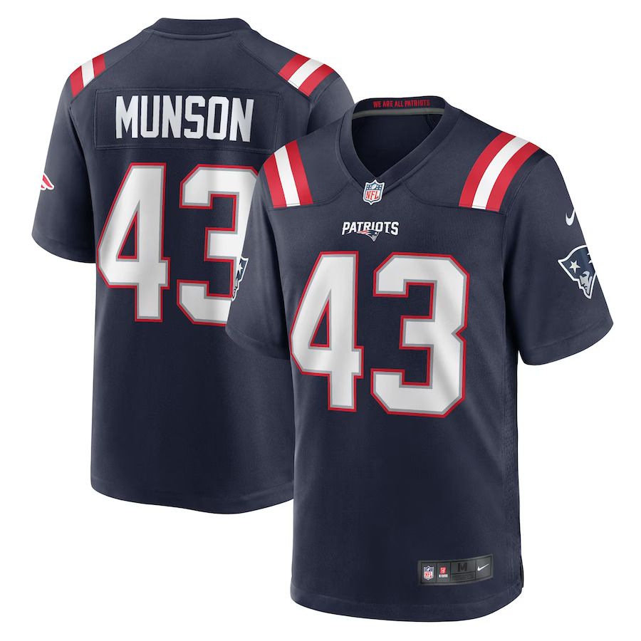 Men New England Patriots 43 Calvin Munson Nike Navy Home Game Player NFL Jersey